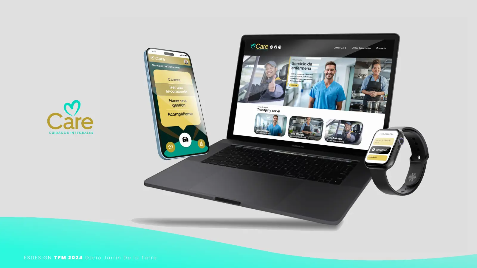 App, sitio web y Apple Watch de CARE, caso de estudio de diseño UX/UI