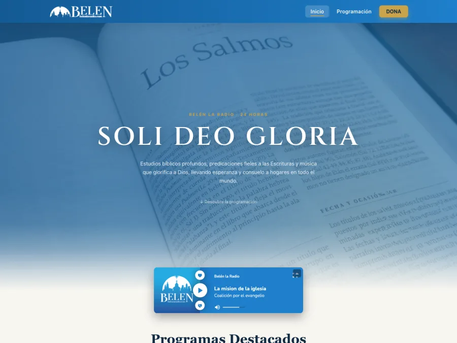 Captura de la portada del sitio web de Belén la Radio, medio de comunicación