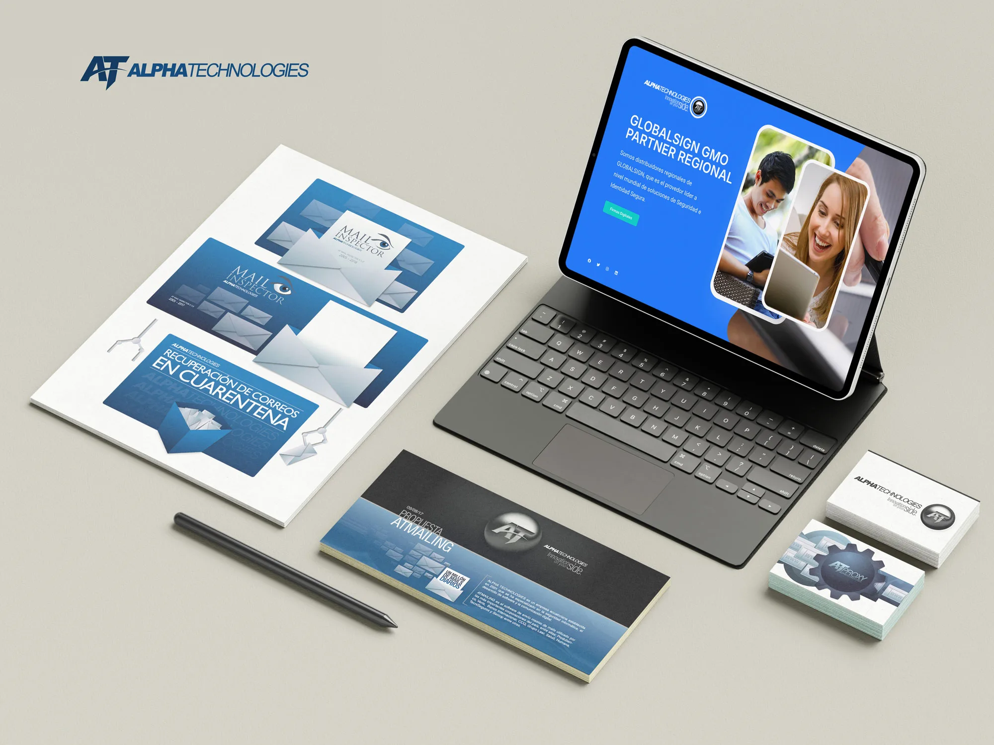 Identidad corporativa de Alpha Technologies, empresa de ciberseguridad