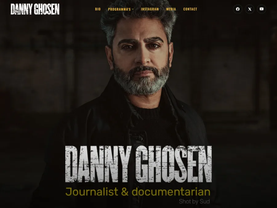 Captura de la portada del sitio web de Danny Ghosen, periodista y documentalista