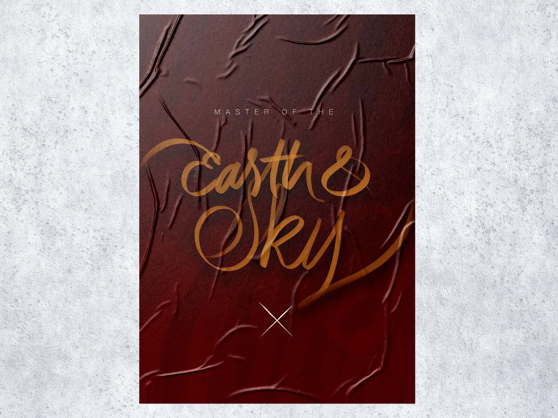 Lettering Master of the Earth and Sky en tonos dorados