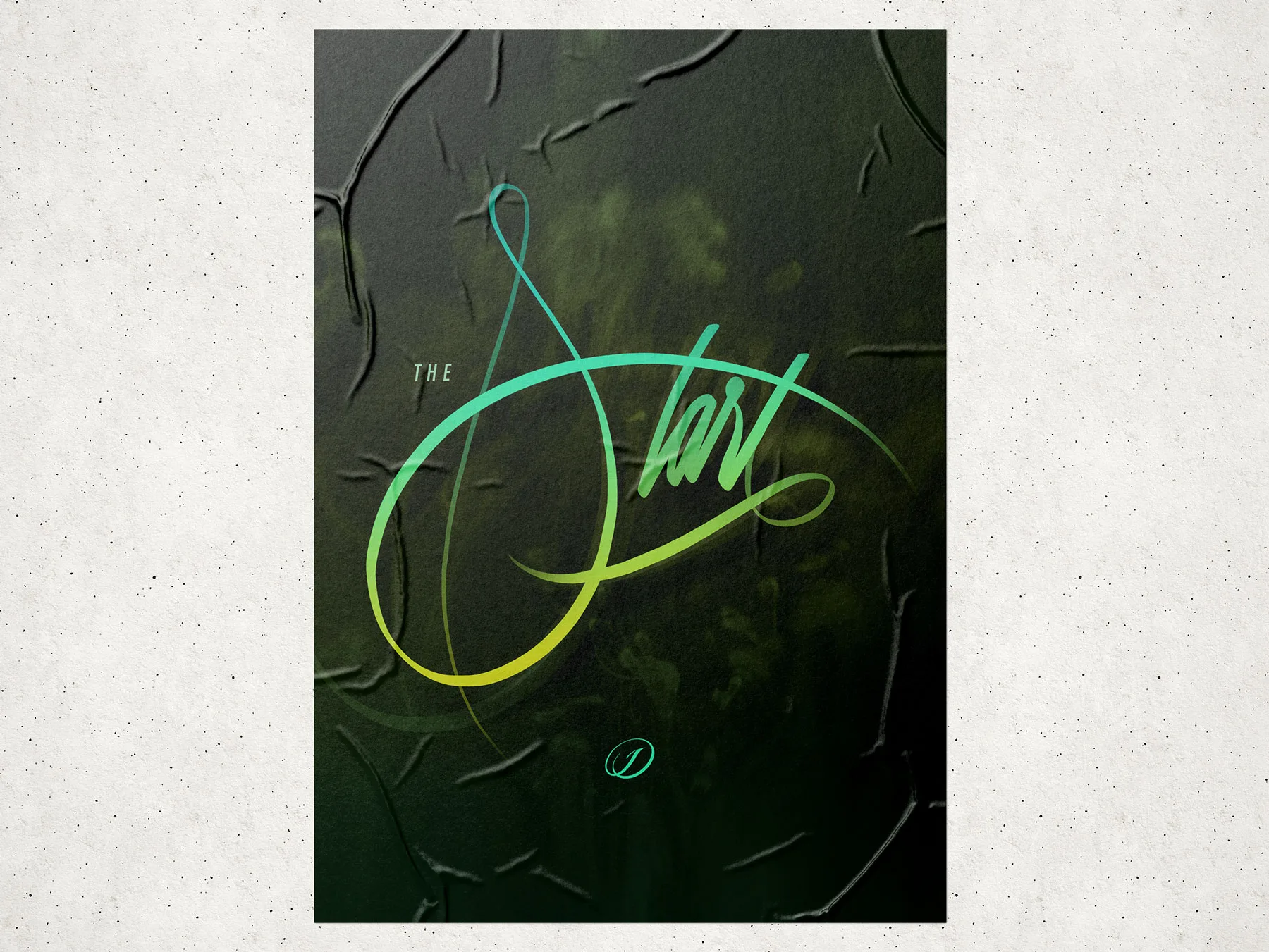 Lettering The Start, exploración tipográfica manuscrita en degradado verde